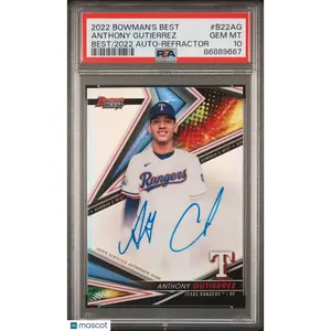 Anthony Gutierrez PSA 2022 Bowman's Best Of 2022 Autographs Refractor #B22AG 10