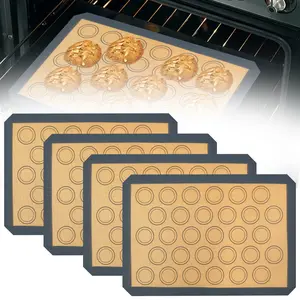 4Pcs Macaron Baking Mats - Non Stick Silicone Macaroon Baking Sheet, Reusable Heat-Resistant Cookie Oven Liner, Multi-Purpose Silicone Cookie Sheet for Macarons, 16.6x11.6 Inch