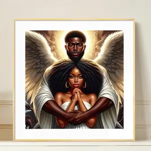 Angel and Woman Pattern DIY Diamond Arts Handicraft Colorful Painting Kit without Frame, Full Round Diamond Paint Arts Crafts with Tools, Home Decoration Modern, Diamond Painting Kits