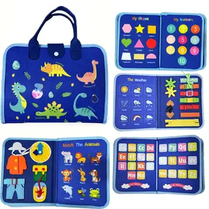 HOTMIR Children's Early Education Felt Busy Book Pink Princess Montessori Educational Toy Baby Life Skills Learning Board Toddler Fine Motor Skills Training Teaching Aid Portable Handheld Travel Quiet Book 1-4 Year Old Girl Birthday Gift