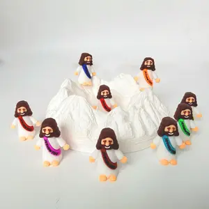 30 Pack Vibrant Mini Jesus Rubber Figures, Jesus Loves You Hide-and-Seek Toys, Religious Decor & Gifts for Baptism, Sunday School and Christmas Party Favors