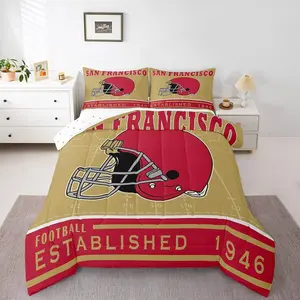 Football Comforter Set,Rugby Bedding Set for Football Fan,Football Team Down Comforter,Football Reversible Bed Set(San Francisco)