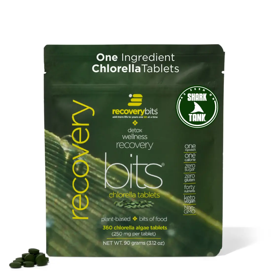 RECOVERYbits Chlorella Tablets | 360ct | 100% Pure Algae for Energy, Recovery & Gut Health | Detox & Cellular Renewal