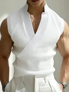 Men's white vest, one-piece design, loose fit, suitable for work commutes, basic style, Casual, versatile for everyday wear, can be worn as an inner layer or on its own, mature and well-fitting