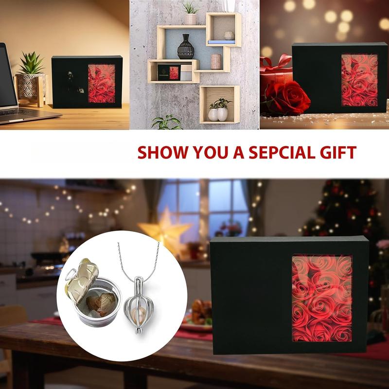 Sivora™ Wish Pearl Necklace Kit - Christmas DIY Jewelry with Oyster Shell, 18-Inch Sterling Silver Chain, AAA Grade Pearl & Pendant Holder