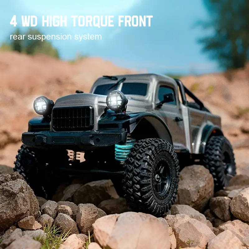 JJRC 1:18 Carbon Brush Off-Road RC Truck - High-Torque Motor, Oversized Tires, LED Lights, 2.4G Anti-Interference, Rock Climbing Capability, Unisex Remote Control Hobby RC Car for 12+ Months & 12+ Years, Perfect Holiday Gift
