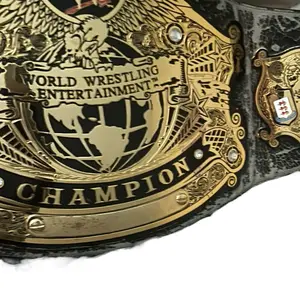 WWE Undisputed Replica Championship Deluxe Title Belt Adult Size Brass Metal Plates 2mm/4mm Thickness Real Cowhide Leather Strap Snap Closer Mechanism Fits Up to 48 Inch Waist