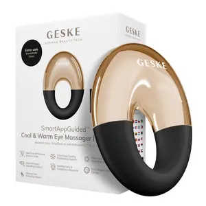 GESKE SmartAppGuided™ Cool & Warm Eye Massager | 7 in 1 | Multifunctional Massager | Eyes & Face | Battery-free Cooling & Warming | Firms, Relaxes & De-Puffs Skin | Ring-shaped Design for Easy Grip