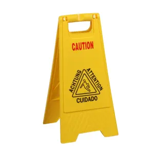 Plastic Prince Caution Wet Floor Sign Slippery A-Frame Safety When Wet Sign, Heavy-Duty Commercial - Bright Yellow