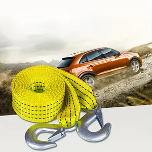 1PCS-ATV Tow Strap with Hooks 20 ft,15000 lbs Towing Straps Heavy Duty with Hook 2 inch x 20 Foot Ropes for Trucks Vehicles Acessories,Cable for Truck Boat,Roadside Emergency Car Kit