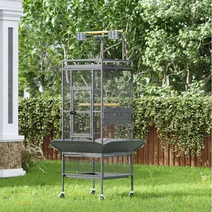 61 Inch Large Bird Cage, Metal Bird Fight Cage with Play Top, Rolling Stands, Feed Bowls, Wide Tall Parrot Cage for Parakeets, Conures, Cockatiel, Cockatoo