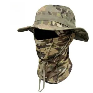 2026 Camouflage Round-Edge Outdoor Bucket Hat Set, Drawstring Windproof Design for Travel, Mountaineering, Fishing, and Casual Outdoor Wear