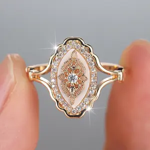 Vintage Elegant Gold Color Ring for Women, Perfect Gift for Bridal Engagement Ring, Birthday, Anniversary, Everyday Date & Promise Ring