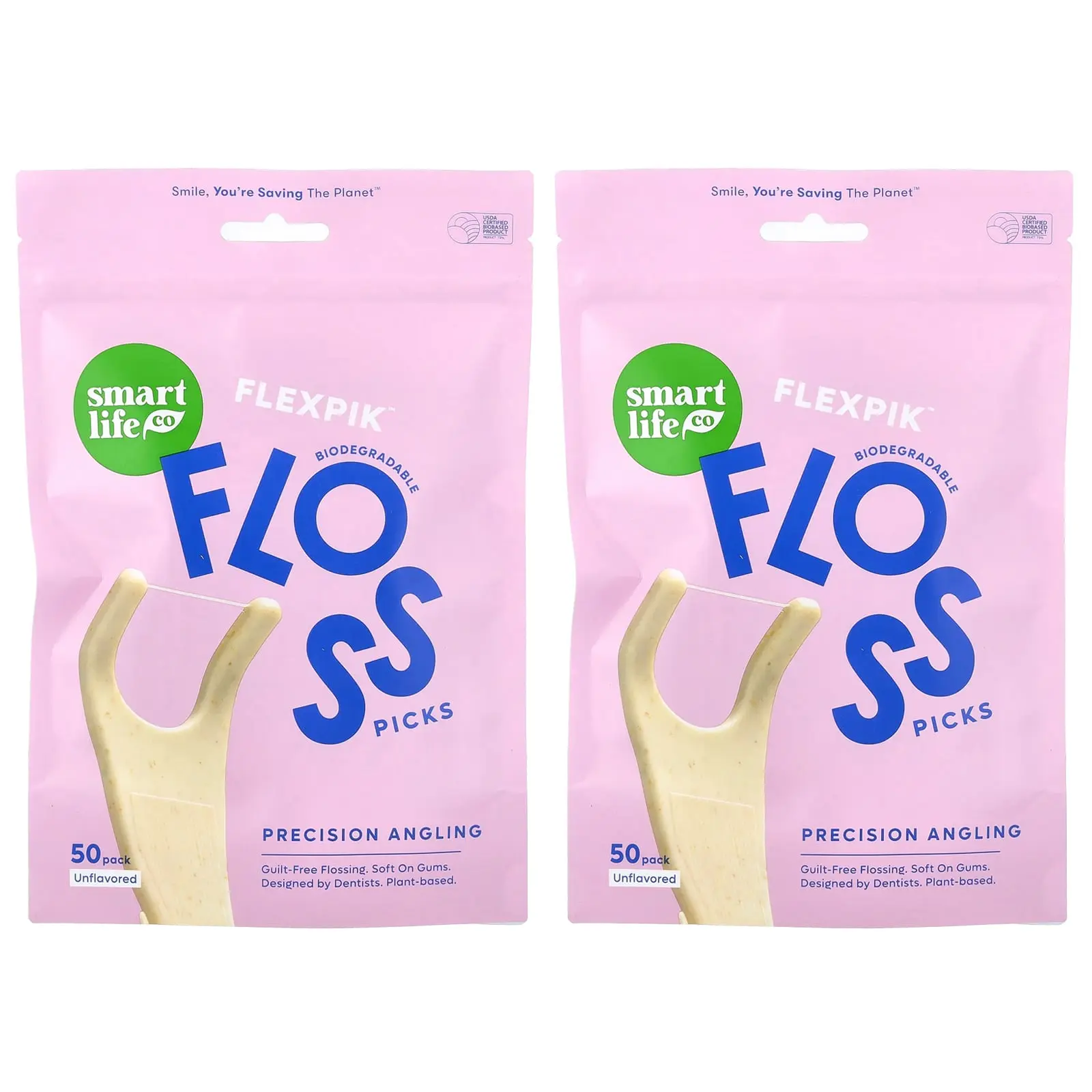 SmartLifeCo Flexpik™ Floss Picks, Unflavored, 100 Pack