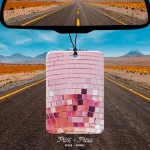 Pink Disco Car Air Freshener - Reusable Car Air Freshener & 5ml Bottle of Fragrance in Various Scents