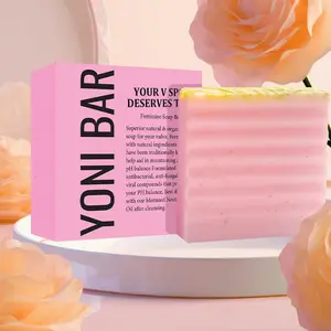 Yoni Soap Bars for Women, Handmade Natural PH Balanced & V Cleansing Soap for Women, All Natural Odor Remover with Bubble Foam Net, Yoni Wash Away Odor Deodorant 3.53oz/100g (pink)