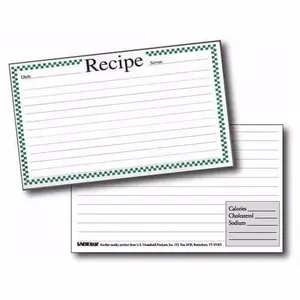 Labeleze Recipe Cards with Protective Covers 3 x 5 - Green Checks