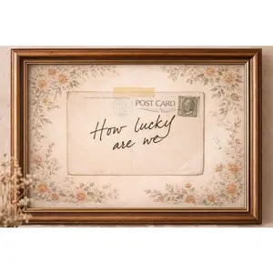How Lucky Are We Printable Wall Art, Vintage Postcard