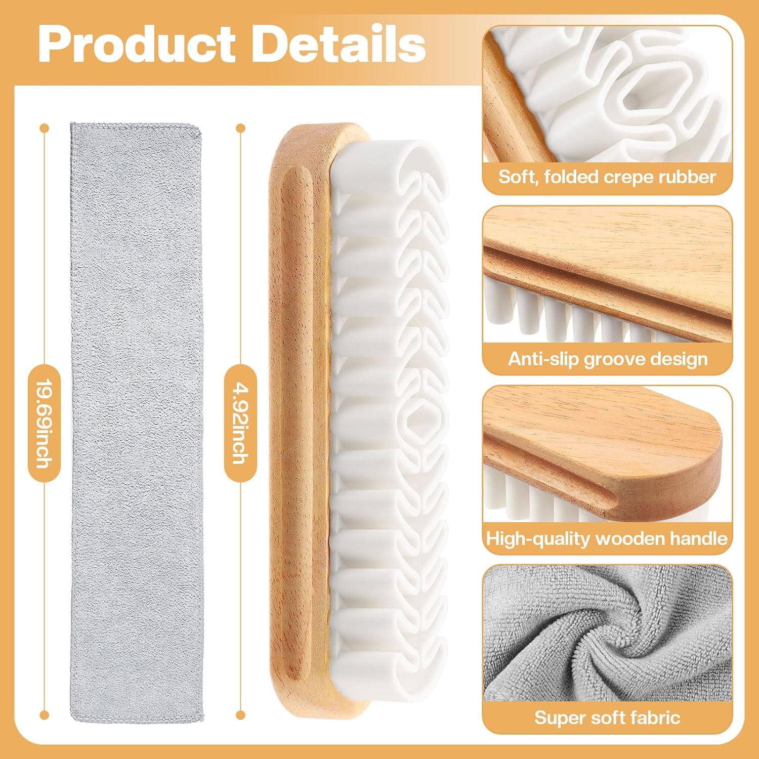 Suede Shoe Cleaning Brush Set 2 PCS – Nubuck Leather Cleaner Brush with Cloth, Crepe Applicator for Shoe Care & Shine