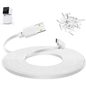 50 ft Extension  for WYZE Cam Pan v3 Outdoor Camera, Long  USB Power Adapter Cord, 90-Degree White