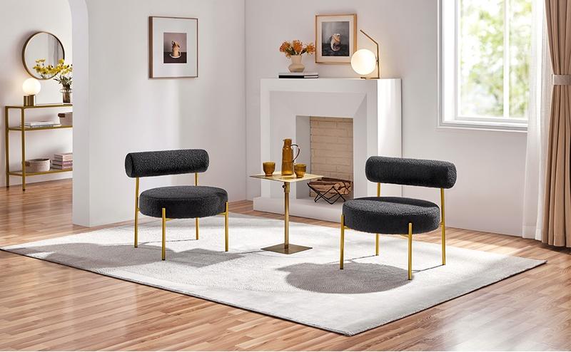 Yaheetech Modern Vanity Chair, Boucle Fabric Accent Chair with Gold Metal Legs for Living Room Makeup Room Yaheetech Modern Vanity Chair, Boucle Fabric Accent Chair with Gold Metal Legs for Living Room Makeup Room