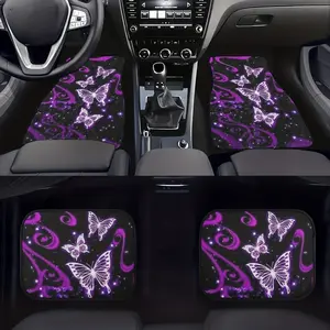 Butterfly Print Car Floor Mats, All-Weather Protection, Stylish Vehicle Interior Decoration, Set of 4, Fashionable Auto Accessories