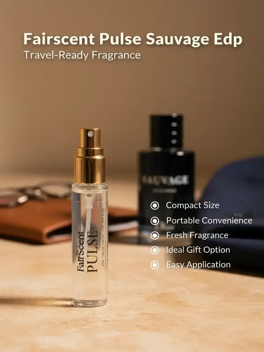 FairScent Pulse Sauvage Men's EDP Travel Spray - Spicy Amber, Pepper & Cedar Scent, Atomizer Format, 5ml/0.17oz, Single Item