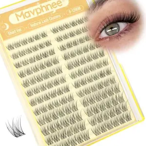 Short Lash Clusters Natural Cluster Eyelash Extensions 8-10-12MM Clear Band Cluster Lashes Extensions Wispy Individual Lashes CC-Curly Eyelash Clusters Pestañas Postizas Naturales 144Pcs DIY Lashes