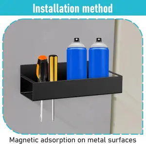 2 Pcs Magnetic Spray Can Holder, Magnet Toolbox Holder, Wall Mounted Spray Bottle Rack, Mechanic Paint Can Organizer, Tool Box Storage Rack for Garage Home Workspace (Black)