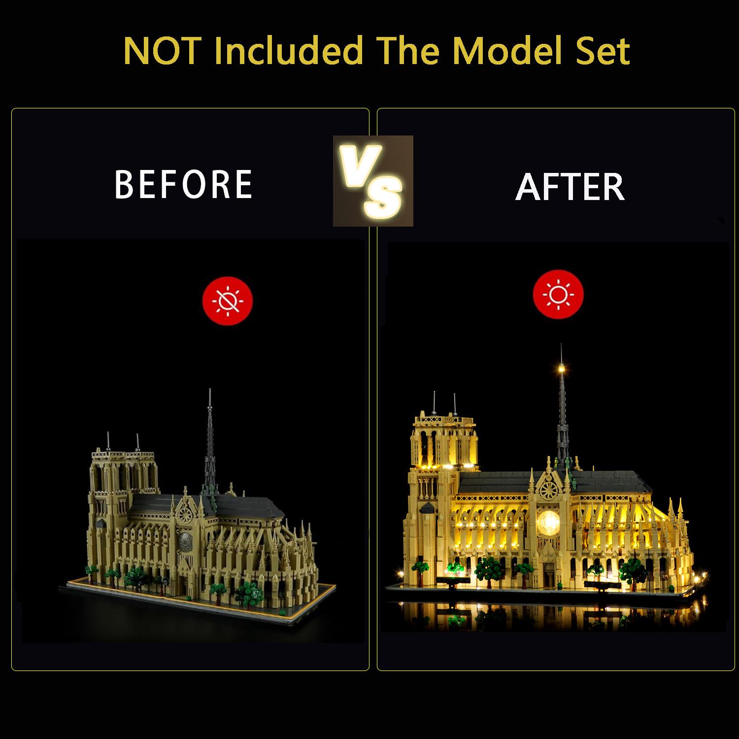 LYBMTWF LED Lighting Kit for lego Notre-Dame (21061) — (Blocks Not Included). A specialized lighting component designed to showcase and illuminate your creative building block model—an excellent choice for birthday and holiday gifting.