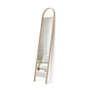 Umbra Bellwood Leaning Mirror, Full-Length Decorative Mirror with Sustainable Wooden Accent, Arched Light Weight Frame Collection Reflection