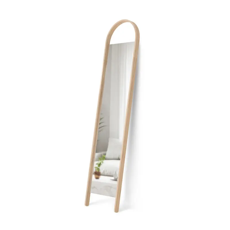 Umbra Bellwood Leaning Mirror, Full-Length Decorative Mirror with Sustainable Wooden Accent, Arched Light Weight Frame Collection Reflection