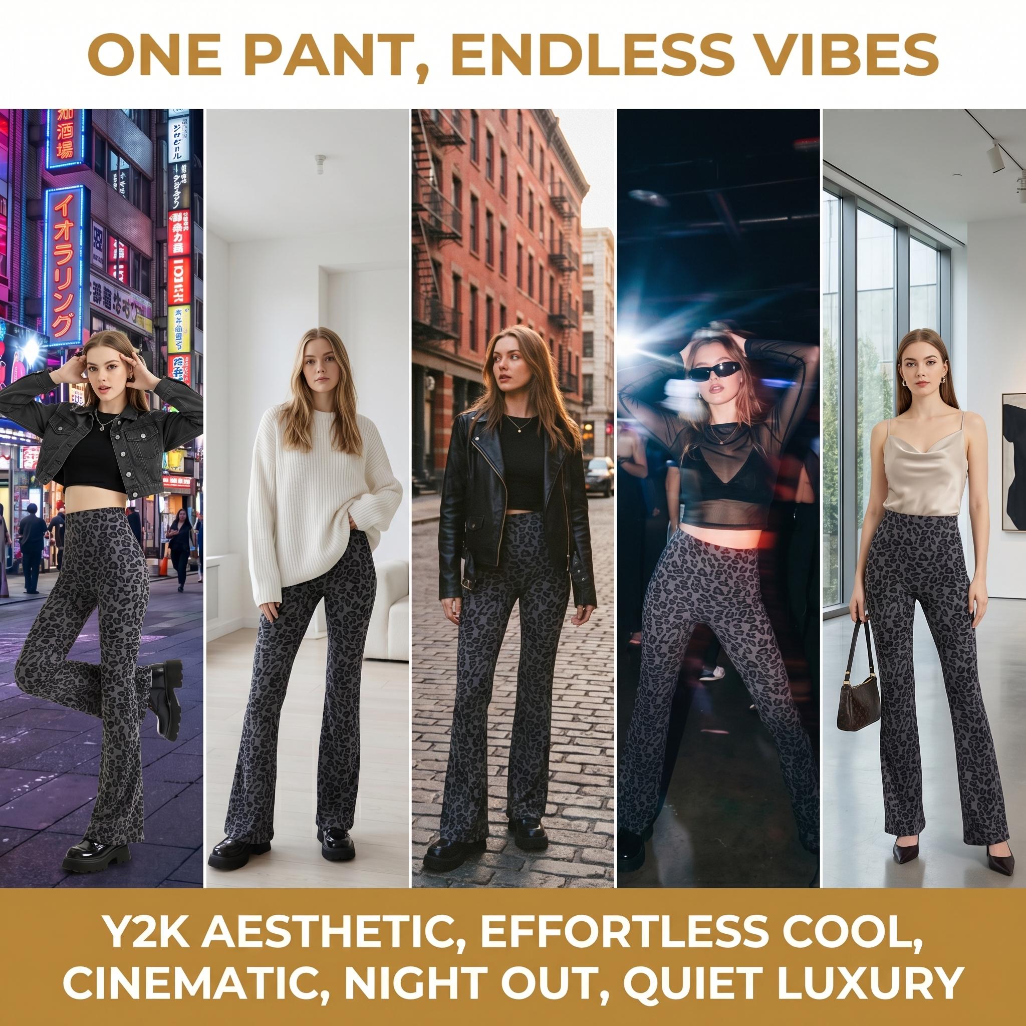 Women's retro leopard print high waisted flared pants - women's yoga pants - waist yoga pants roll control bell bottoms fit pants Y2K yoga, gym and casual sports women's high waisted, yoga flared pants tight sportswear