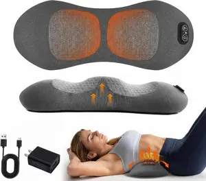 3 in 1 Back Massager, Electric Lumbar Support Pillow, Triple Fusion Back Massager for Pain Relief Deep Tissue, with Traction, Vibration & Heat and Against for Lower Backs&Spine Support