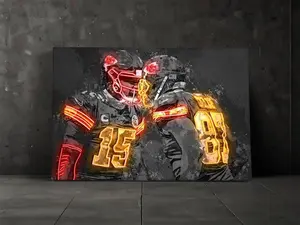 Travis Kelce Patrick Mahomes Poster Kansas  Football Inspired Fan Art Player Wall Art Football Sports unFramed Print Christmas Gift