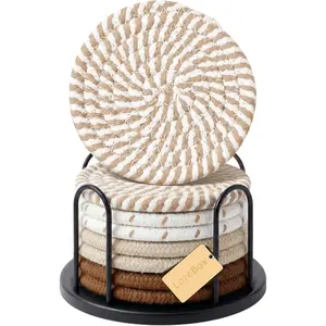 8 Piece Coaster Set with Holder | Soft Non-Slip Coasters for Home & Coffee Table