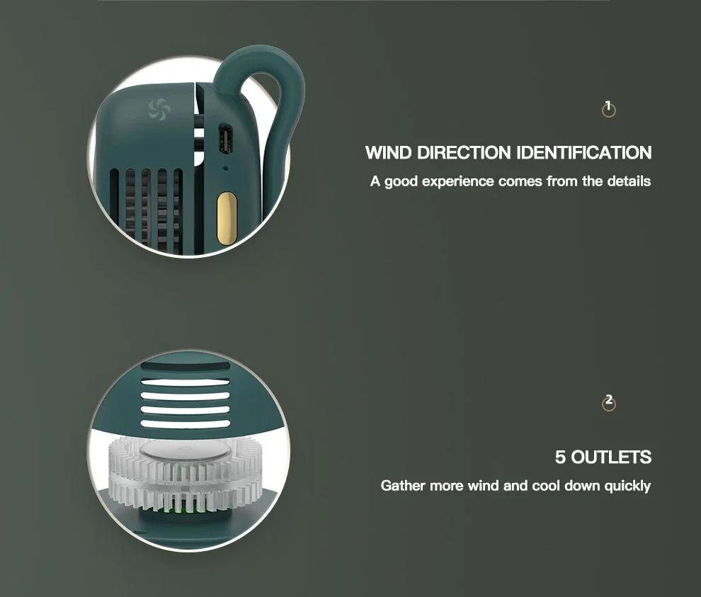 Whirlwind Leafless Fan With Portable Button Design USB Charging Silent Portable Mini Fan For Home And Outdoor Travel