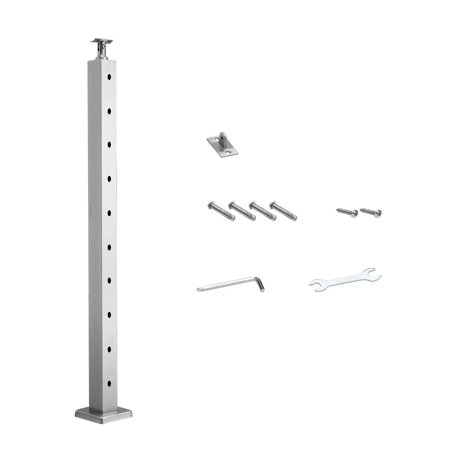 Cable Railing Post 36 Inch, Stainless Steel Deck Railing Post with Pre-Drilled Holes, Horizontal Cable Railing Kit, Silver Horizontal Hole 91.4x5x5 cm