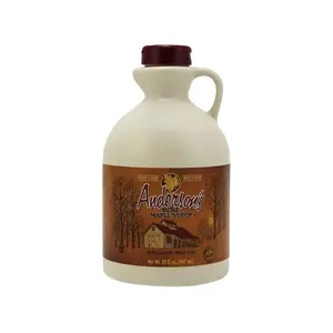 Maple Syrup Dark Pure Maple Syrup in a 32 oz.plastic Jug, brown