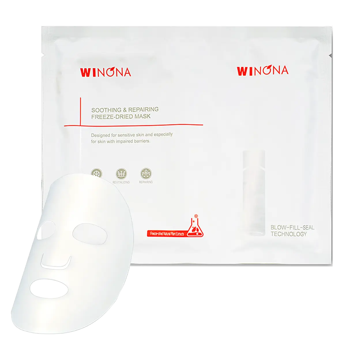 Winona Freeze-dried Facial Mask Soothing Essence for Sensitive Skin, Moisturizing, Soothing, Improving redness, for Moderately Dry and Sensitive Skin,Moisturizing Skincare 1PC