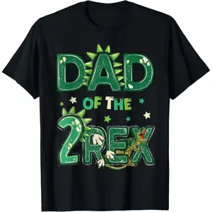 cotton Unisex Dad Of The Two Rex Birthday Dinosaur Family Matching T-Shirt