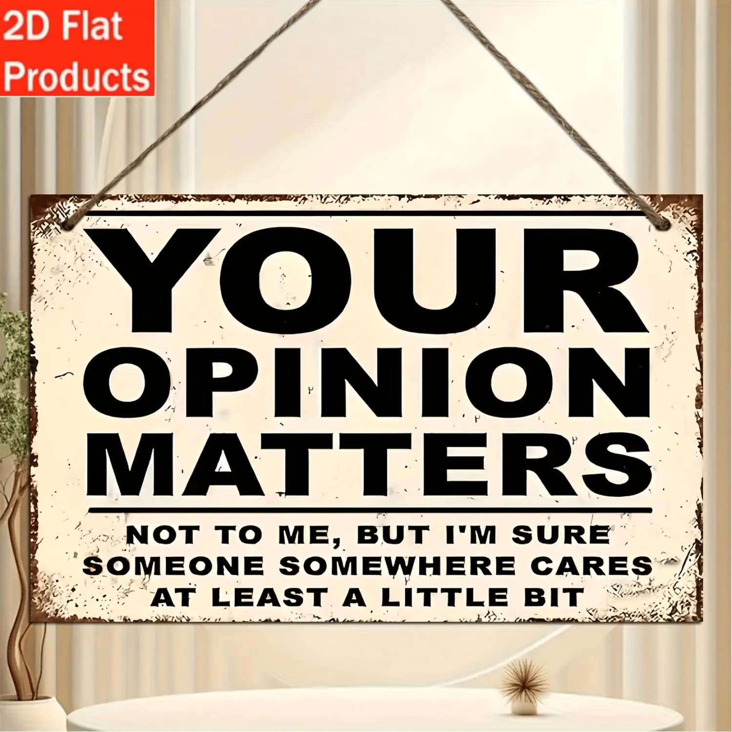 2D Flat - Decorative Sign & Plaque - 1pc Wooden Vintage Humorous Wall Sign "Your Opinion Matters", Suitable for Versatile Decoration in Homes, Cafes, Gardens, And Porches, a Gift for Bold Statement Enthusiasts, Wall Decor, Christmas Decoration