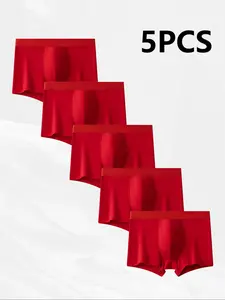 Men's Underwear Set of 5, Ultrafine Fiber Material, Breathable Comfort, Fashion Design, Youthful Style, Straight Leg, Four Corner Type