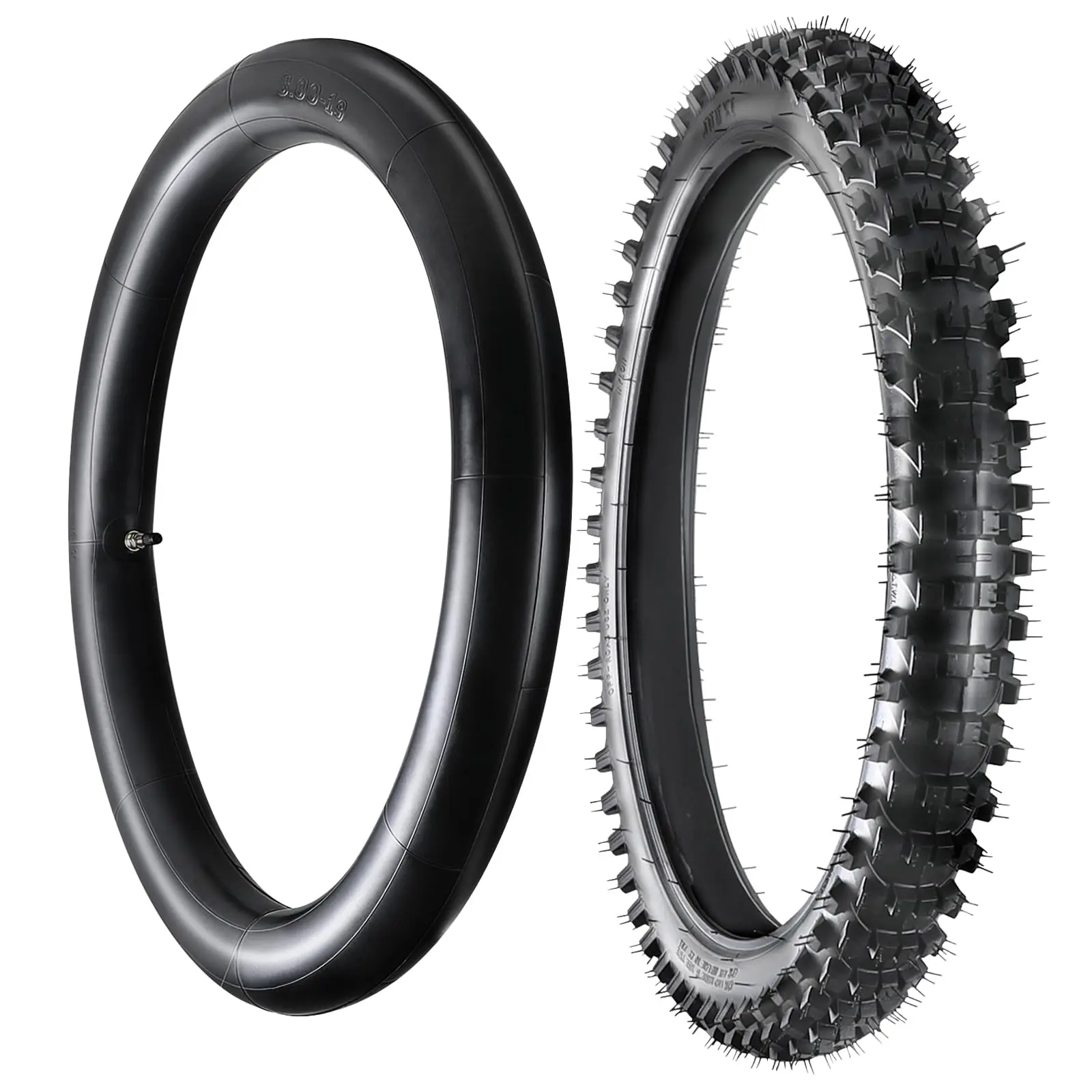 Suisuitong 70/100-19 Dirt Bike Tire with 3.0-19 Inner Tube – Off-Road Pit Bike Motorcycle Motocross Enduro Trail Knobby Tire