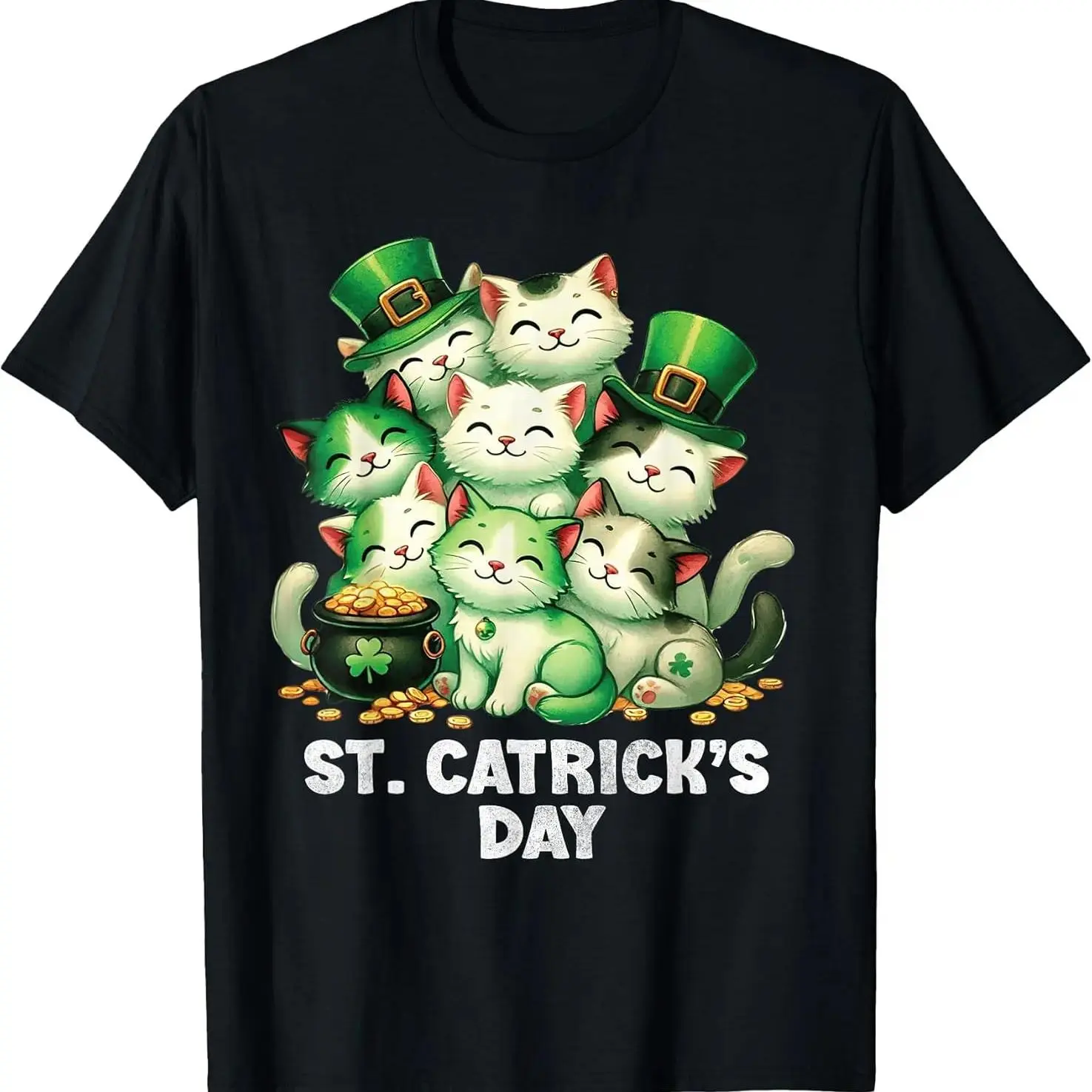 St Patricks Catricks Day Cats Saint Pattys Women Men  T-Shirt