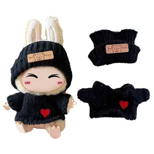 For 15-17 cm Labubu Clothes outfit Labubu Sitting Party Bear Label Scarf Hat Dolls Accessories Cute Decoration Doll Clothing Set(No doll)