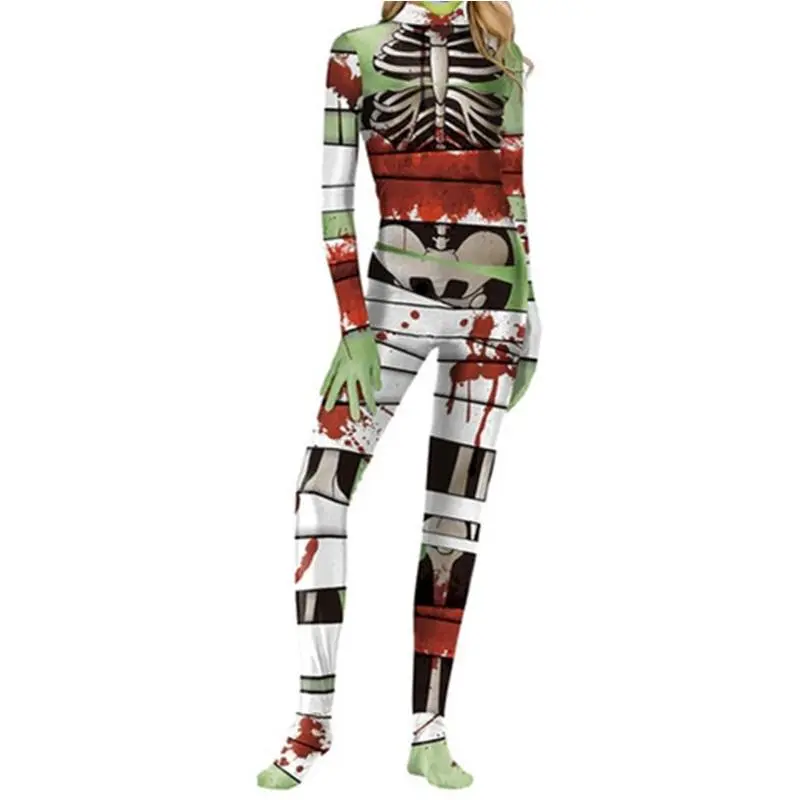 Green Binding Skeleton Tight Clothes