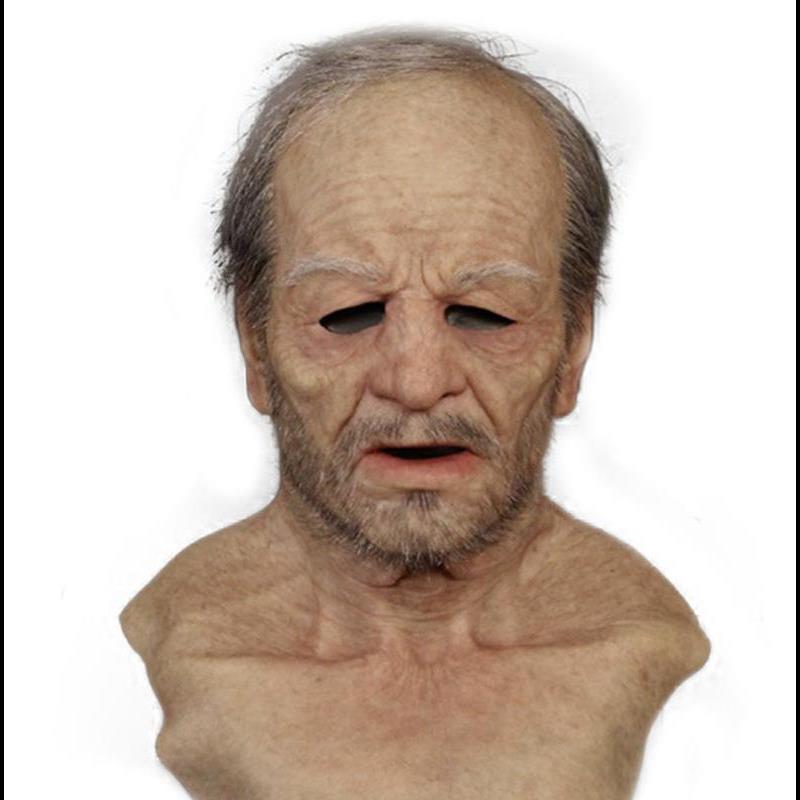 High Quality Creepy Old Man Latex Mask - Realistic Wrinkle Details, White Beard, and Bareheaded Design for Spooky Halloween Masquerade and Role Play - High-Quality Headgear for Adults Accessories
