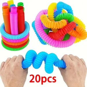 12pcs Sensory Tube Toys for Youngsters - Colorful Stackable Decompressing Toy for Fine Motor Skills - Unique Basket Filler - Randomized Colors