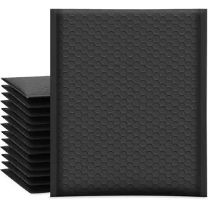 Bubble Mailers 8.5x12 Inch Black 25 Pack Usable Size 8.5x11 Poly Padded Envelopes #2 Medium Mailing Opaque Packaging Postal Self Seal Waterproof Boutique Shipping Bags for Clothes Makeup